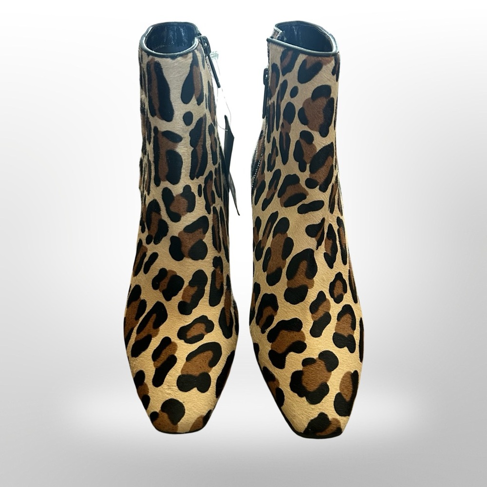 Aquatalia Made in Italy Fur Leopard Print Ankle Booties SZ 8.5 - Picture 2 of 6